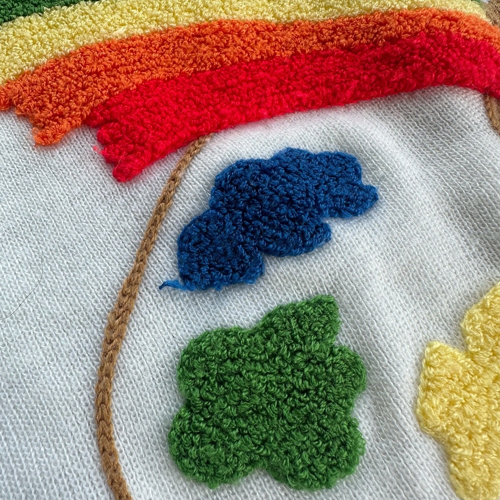 Vintage sweater rainbow paint love color art size small unique embossed - Picture 4 of 8